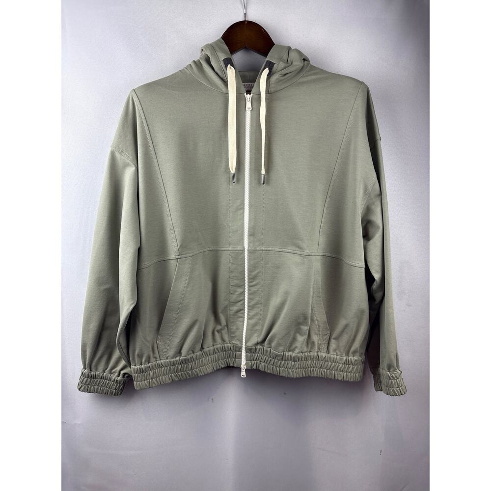 Women’s Brunello Cucinelli Small Olive Green Zip-Up Hoodie